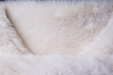 Close-up of white fur texture used for beautiful abstract white fur background design.