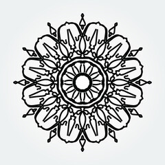 Indian Ornament black white card with mandala