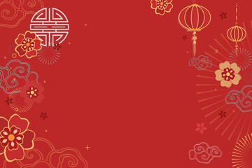 Chinese new year celebration vector festive red greeting background - obrazy, fototapety, plakaty