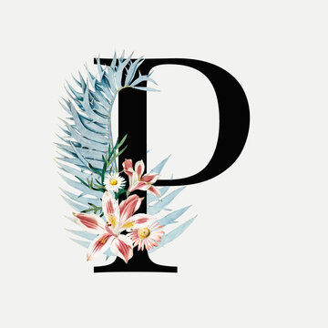 Floral alphabet vector typography