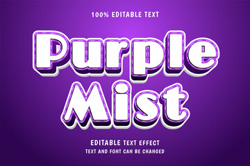 Purple mist,3 dimensions editable text effect purple white modern shadow style