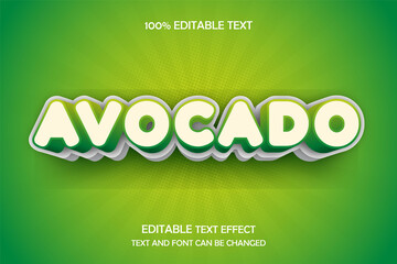 Avocado,3 dimensions editable text effect yellow gradation yellow modern shadow style