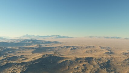 Fototapeta na wymiar view from a beautiful planet, alien planet landscape, science fiction illustration 3d render