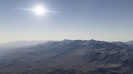 Fototapeta premium view from a beautiful planet, alien planet landscape, science fiction illustration 3d render