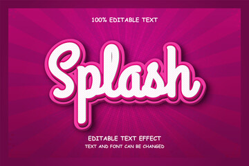 Splash,3 dimensions Editable text effect pink modern shadow style