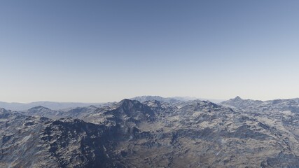 view from a beautiful planet, alien planet landscape, science fiction illustration 3d render