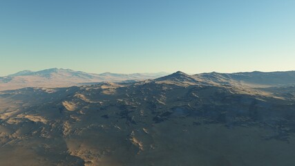 view from a beautiful planet, alien planet landscape, science fiction illustration 3d render
