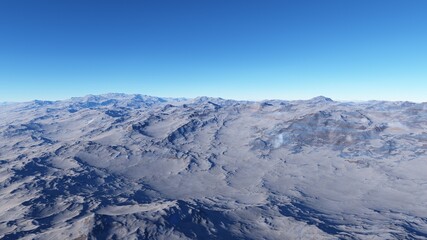 view from a beautiful planet, alien planet landscape, science fiction illustration 3d render