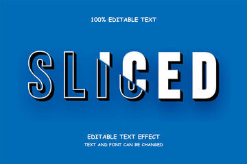 Obraz premium Sliced,3 dimensions editable white dark blue text effect modern shadow slice style