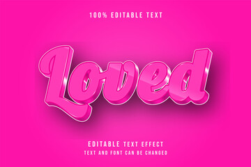 Loved,3 dimensions editable pink text effect modern shadow comic style