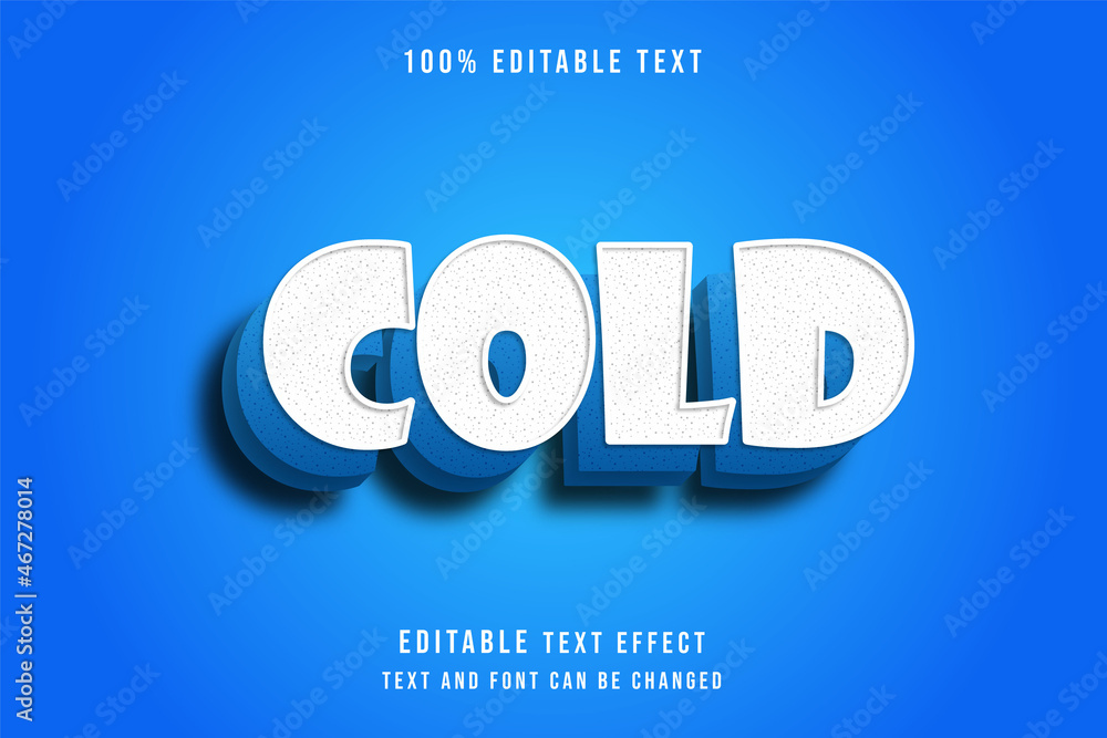 Poster cold,3 dimensions editable blue gradation dark blue pattern text effect modern shadow layers style