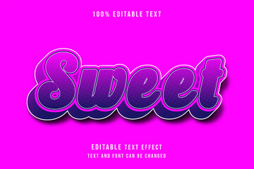 Sweet,3 dimensions editable text effect pink purple modern shadow comic style