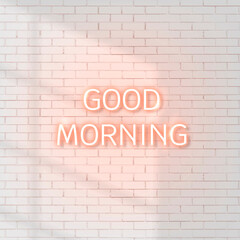 Fototapeta na wymiar Neon good morning word on brick wall vector