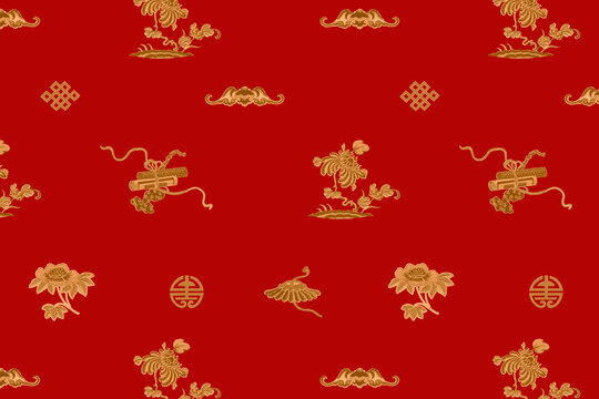 Red Gold Vector Chinese Art Pattern Background