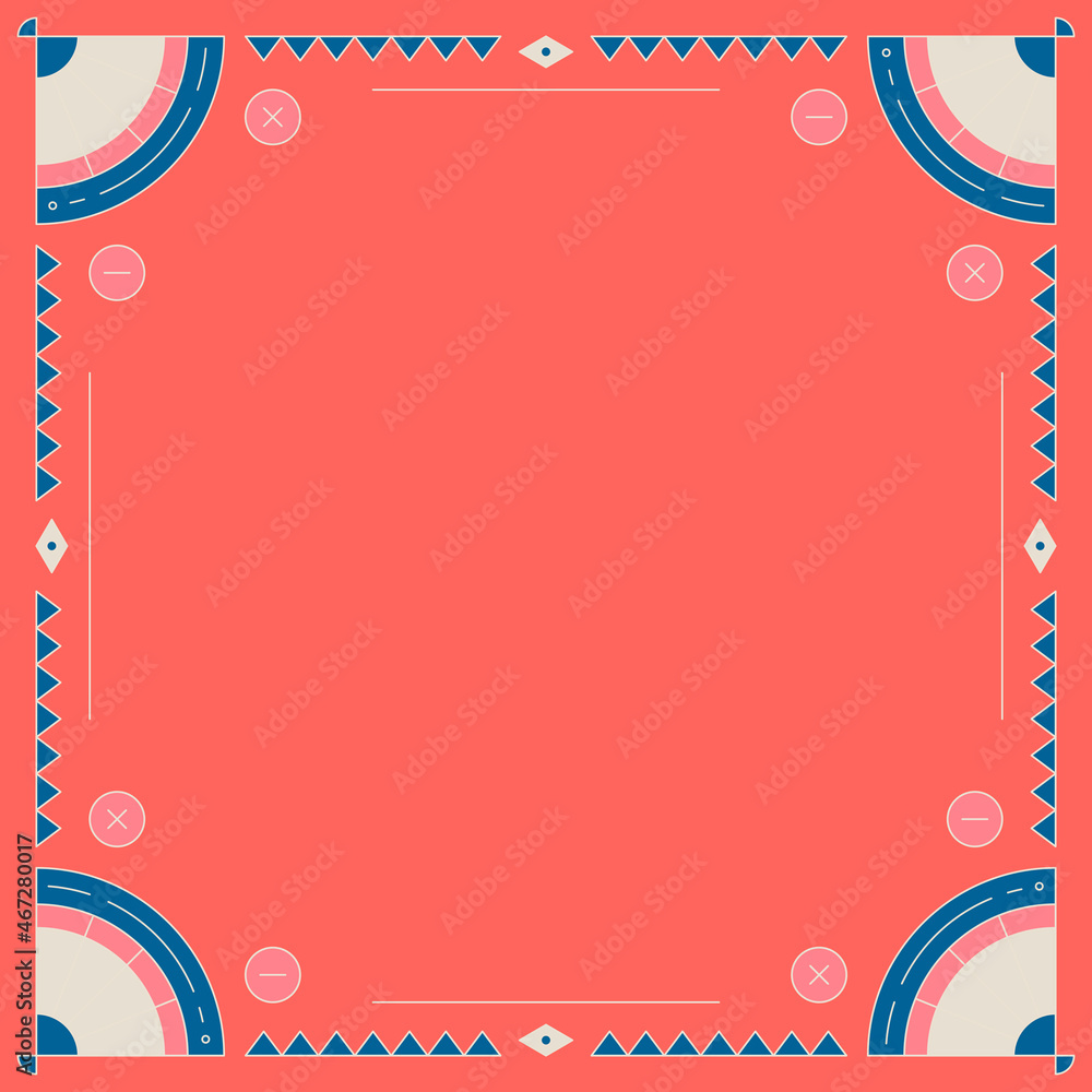 Wall mural ethnic geometrical patterned bright pink frame vector