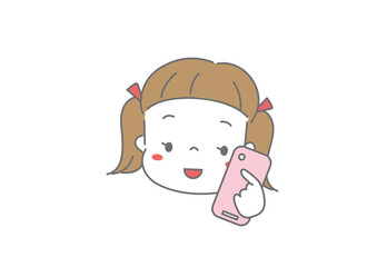 携帯電話　スマートフォンで話をしている女の子