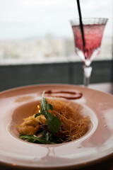 サワーとカダイフ揚げ