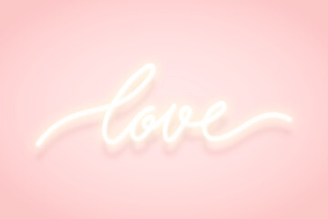 Love neon word on pink background vector