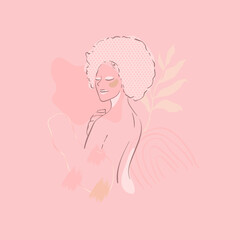 Pink feminine line art vector