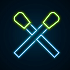 Glowing neon line Burning match with fire icon isolated on black background. Match with fire. Matches sign. Colorful outline concept. Vector