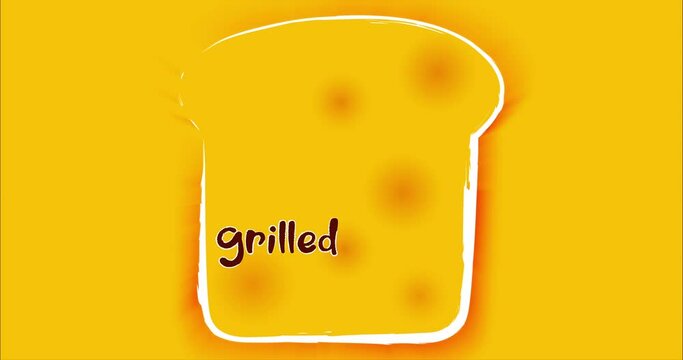 lettering cheese logo for grilling from abstract slice of bread