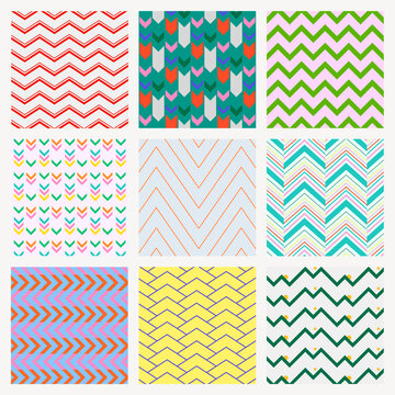 Chevron pattern background, colorful zigzag, creative design vector set