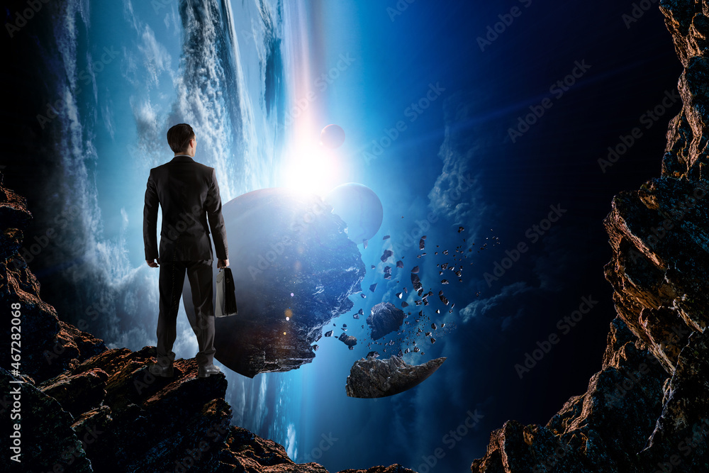 Poster Image of businessman facing outer space.