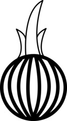 Onion icon. White on a black background.eps
