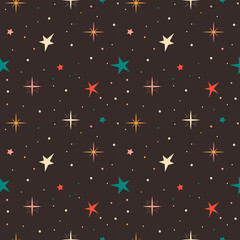Fototapeta na wymiar vector seamless christmas pattern with stars. pattern in flat style for print on fabric, wrapping paper