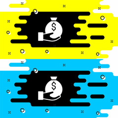 White Money bag icon isolated on black background. Dollar or USD symbol. Cash Banking currency sign. Vector