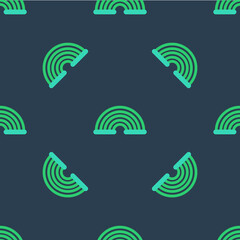 Line Rainbow icon isolated seamless pattern on blue background. Vector