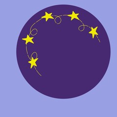 round template for congratulations text with stars