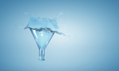 Water splash out of glass bottle