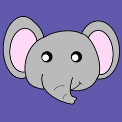 the face of a large gray elephant with ears