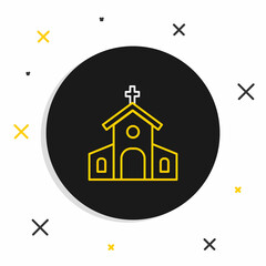 Line Church building icon isolated on white background. Christian Church. Religion of church. Colorful outline concept. Vector