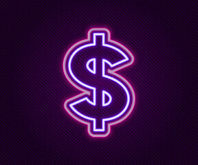 Glowing neon line Dollar symbol icon isolated on black background. Cash and money, wealth, payment symbol. Casino gambling. Colorful outline concept. Vector