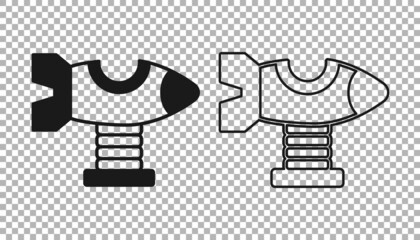 Black Swing plane on the playground icon isolated on transparent background. Childrens carousel with plane. Amusement icon. Vector