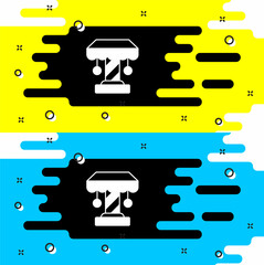 White Attraction carousel icon isolated on black background. Amusement park. Childrens entertainment playground, recreation park. Vector