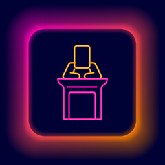Glowing neon line Judge icon isolated on black background. Colorful outline concept. Vector