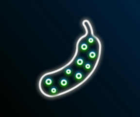Glowing neon line Fresh cucumber icon isolated on black background. Colorful outline concept. Vector