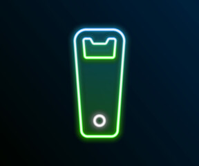 Glowing neon line Bottle opener icon isolated on black background. Colorful outline concept. Vector