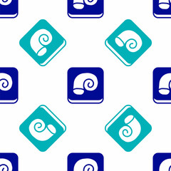 Blue Octopus on a plate icon isolated seamless pattern on white background. Vector