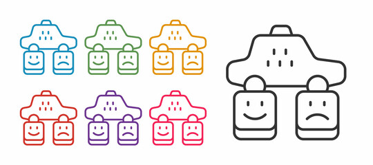 Set line Taxi service rating icon isolated on white background. Set icons colorful. Vector