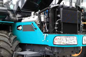 Image of a diesel engine of a modern tractor.