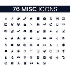76 Miscellaneous Icons Set. Miscellaneous Icons Pack. Collection of Icons. Editable vector stroke.