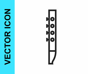 Black line Flute icon isolated on white background. Musical instrument. Vector