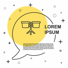 Black line Bongo drum icon isolated on white background. Musical instrument symbol. Random dynamic shapes. Vector