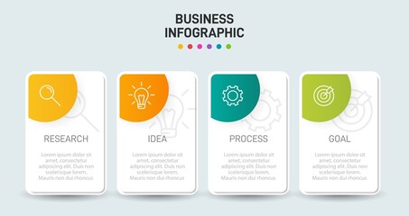 Infographic design with icons and 4 options or steps. Thin line vector. Infographics business concept. Can be used for info graphics, flow charts, presentations, web sites, banners, printed materials.