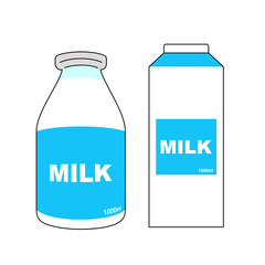 Milk bottle and milk carton illustration.