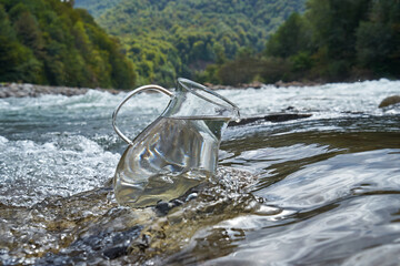 Pitcher of clean river water.